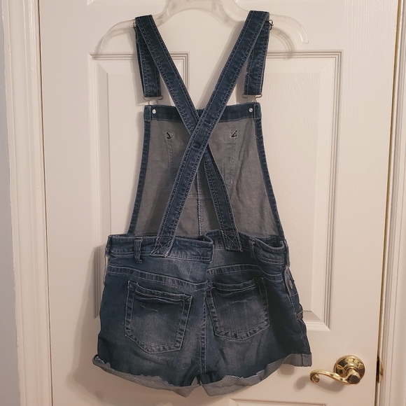 Wallflower | Denim Cuffed Hem Shorts Overalls - Picture 5 of 7